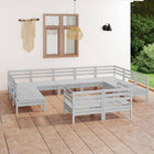 -Delige Loungeset Massief Grenenhout Wit