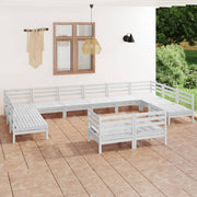 Loungeset 12-delig massief grenenhout wit