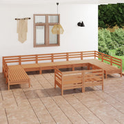 Loungeset 12-delig massief grenenhout honingbruin