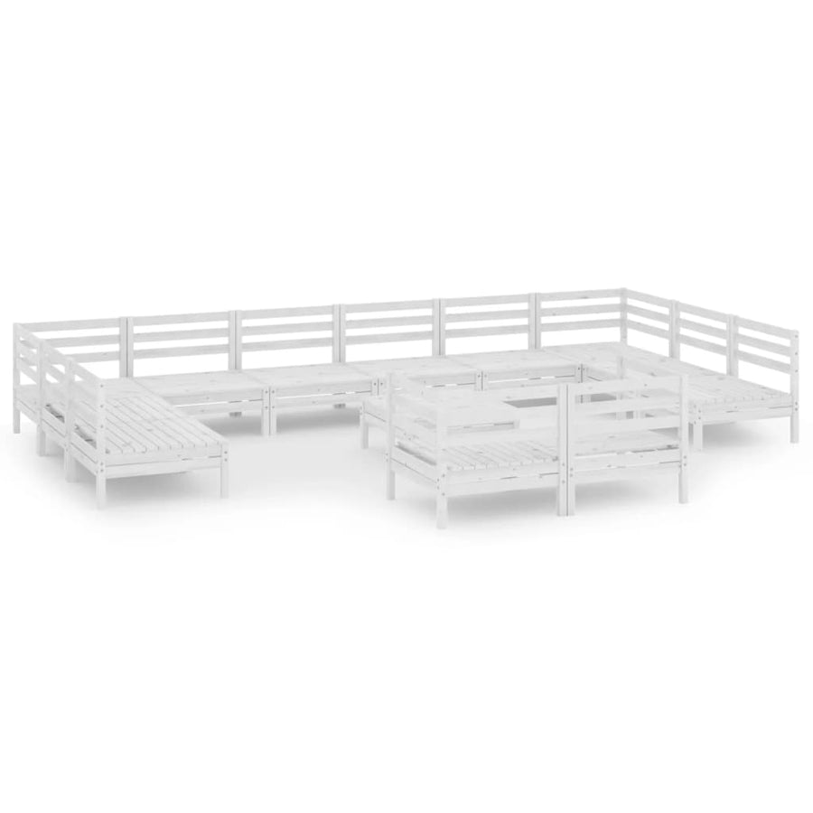 3-Delige Loungeset Massief Grenenhout Wit
