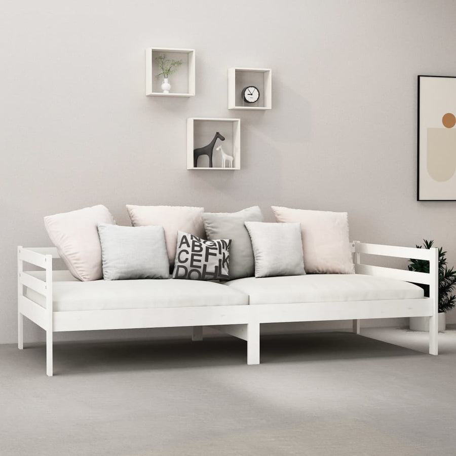 Slaapbank Met Matras Massief Grenenhout 90X200 Cm Wit