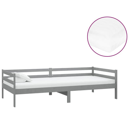 Slaapbank Met Matras Massief Grenenhout 90X200 Cm Grijs