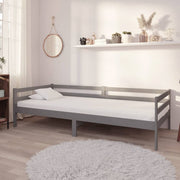 Sofa bed with mattress solid pine wood grey 90x200 cm