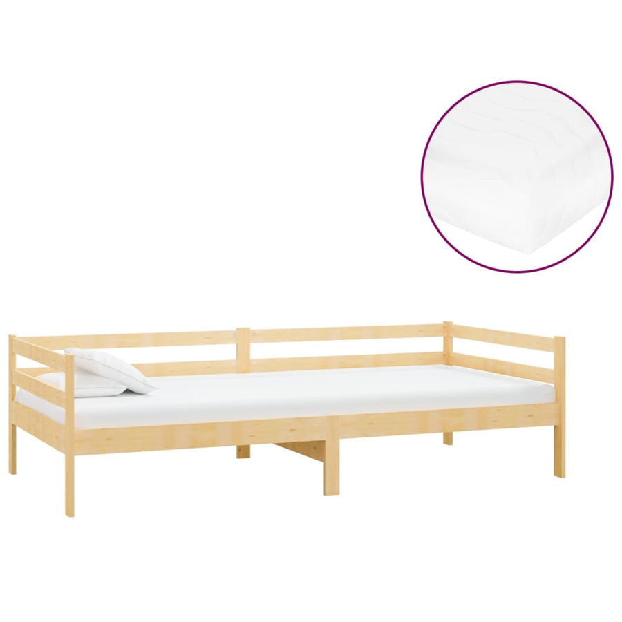 Slaapbank Met Matras Massief Grenenhout 90X200 Cm Bruin
