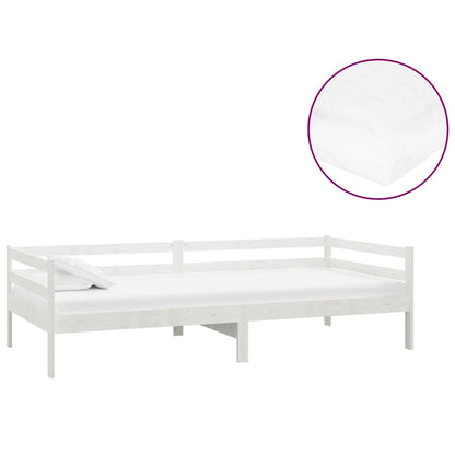 Slaapbank Met Matras Massief Grenenhout 90X200 Cm Wit