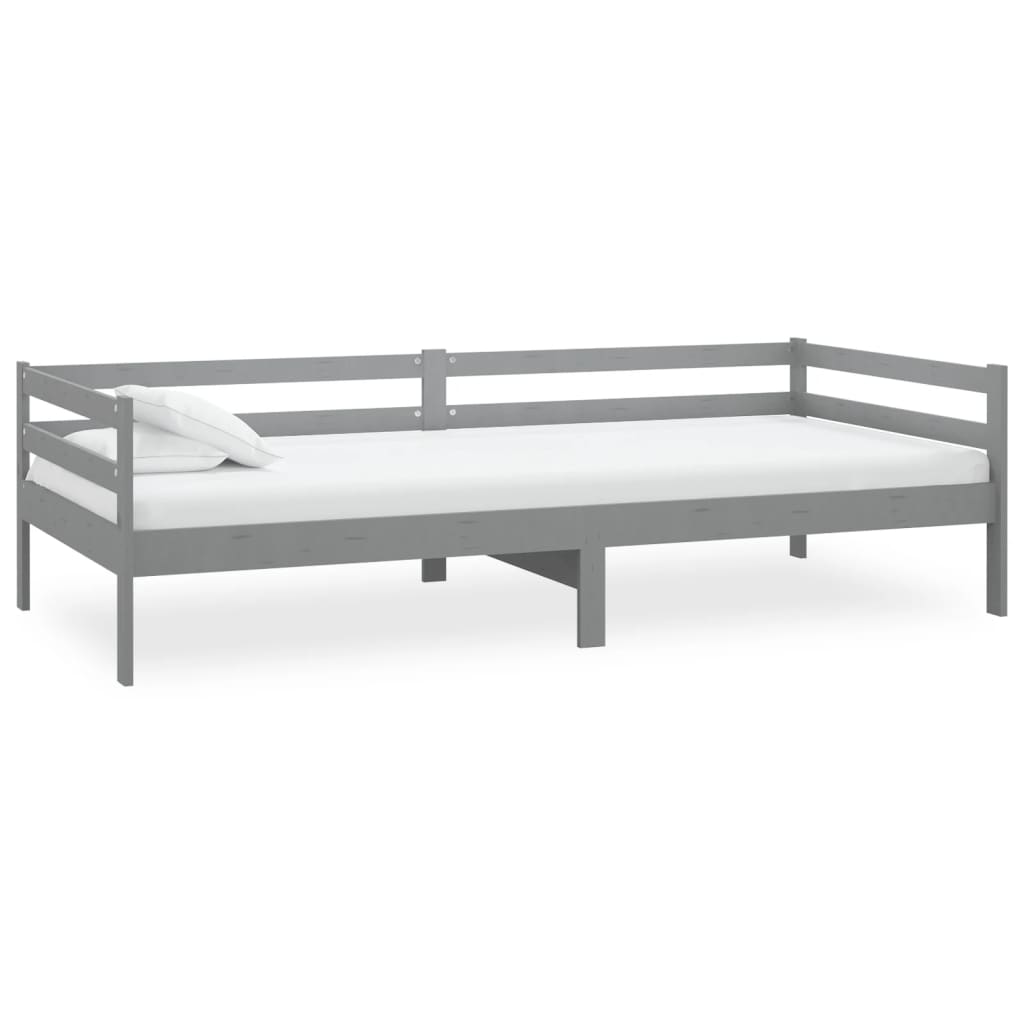Slaapbank Met Matras Massief Grenenhout 90X200 Cm Grijs