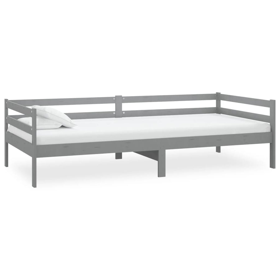 Slaapbank Met Matras Massief Grenenhout 90X200 Cm Grijs