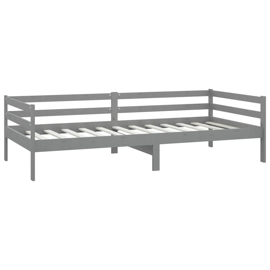 Slaapbank Met Matras Massief Grenenhout 90X200 Cm Grijs