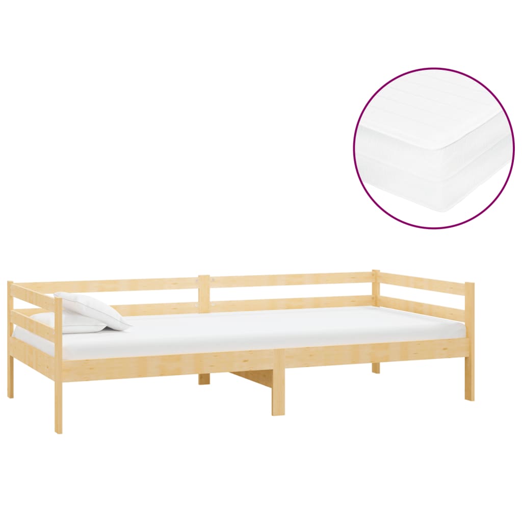 Slaapbank Met Matras Massief Grenenhout 90X200 Cm Bruin