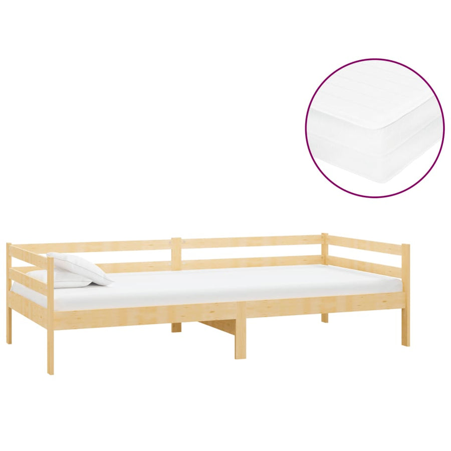 Slaapbank Met Matras Massief Grenenhout 90X200 Cm Bruin