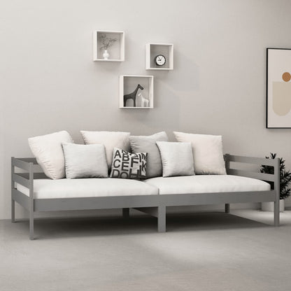Slaapbank Met Matras Massief Grenenhout 90X200 Cm Grijs