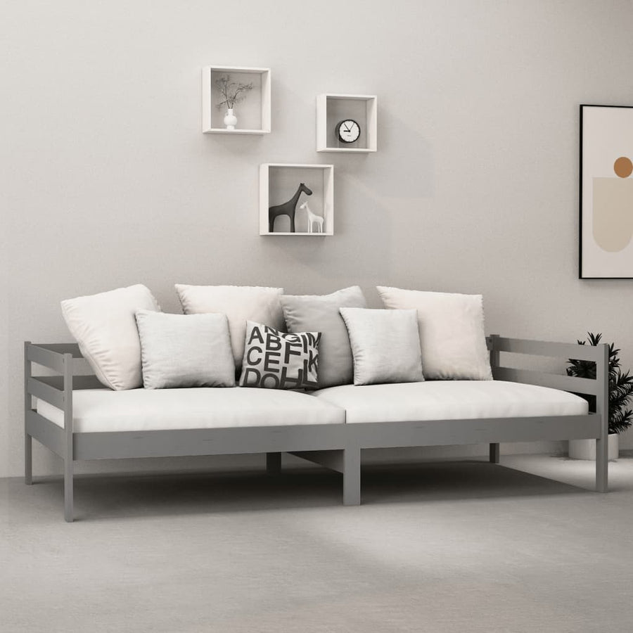 Slaapbank Met Matras Massief Grenenhout 90X200 Cm Grijs
