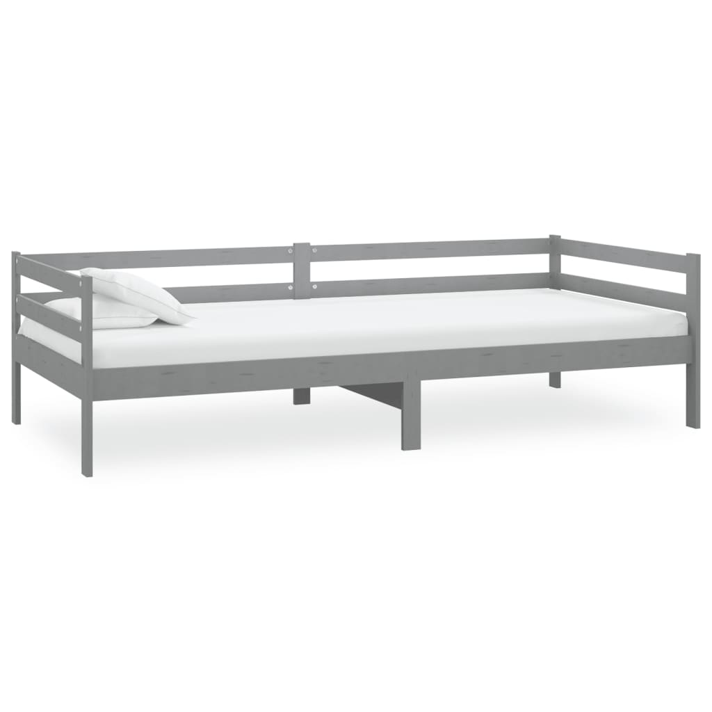 Slaapbank Met Matras Massief Grenenhout 90X200 Cm Grijs