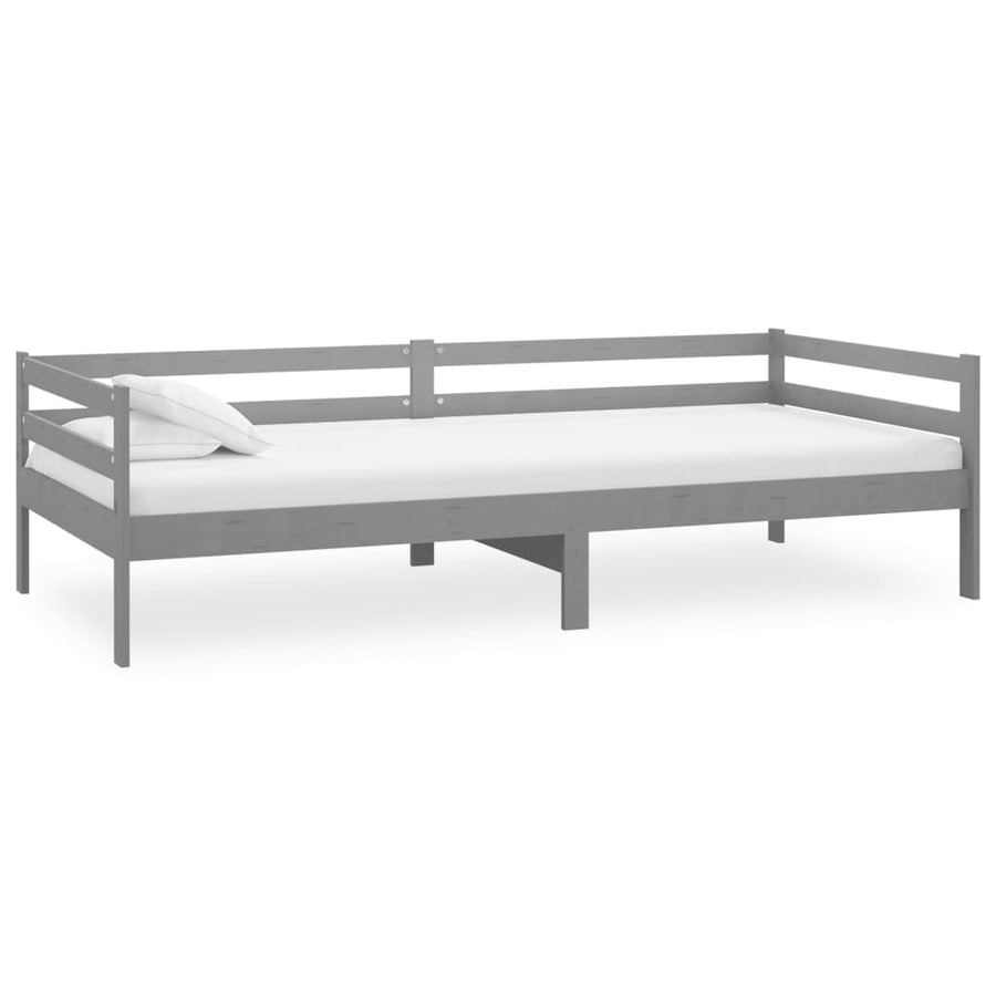 Slaapbank Met Matras Massief Grenenhout 90X200 Cm Grijs
