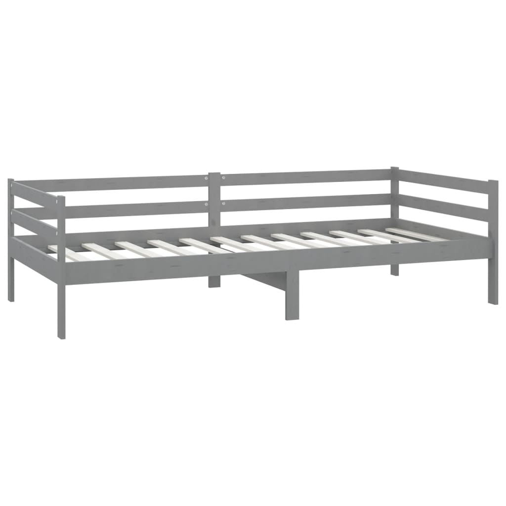 Slaapbank Met Matras Massief Grenenhout 90X200 Cm Grijs