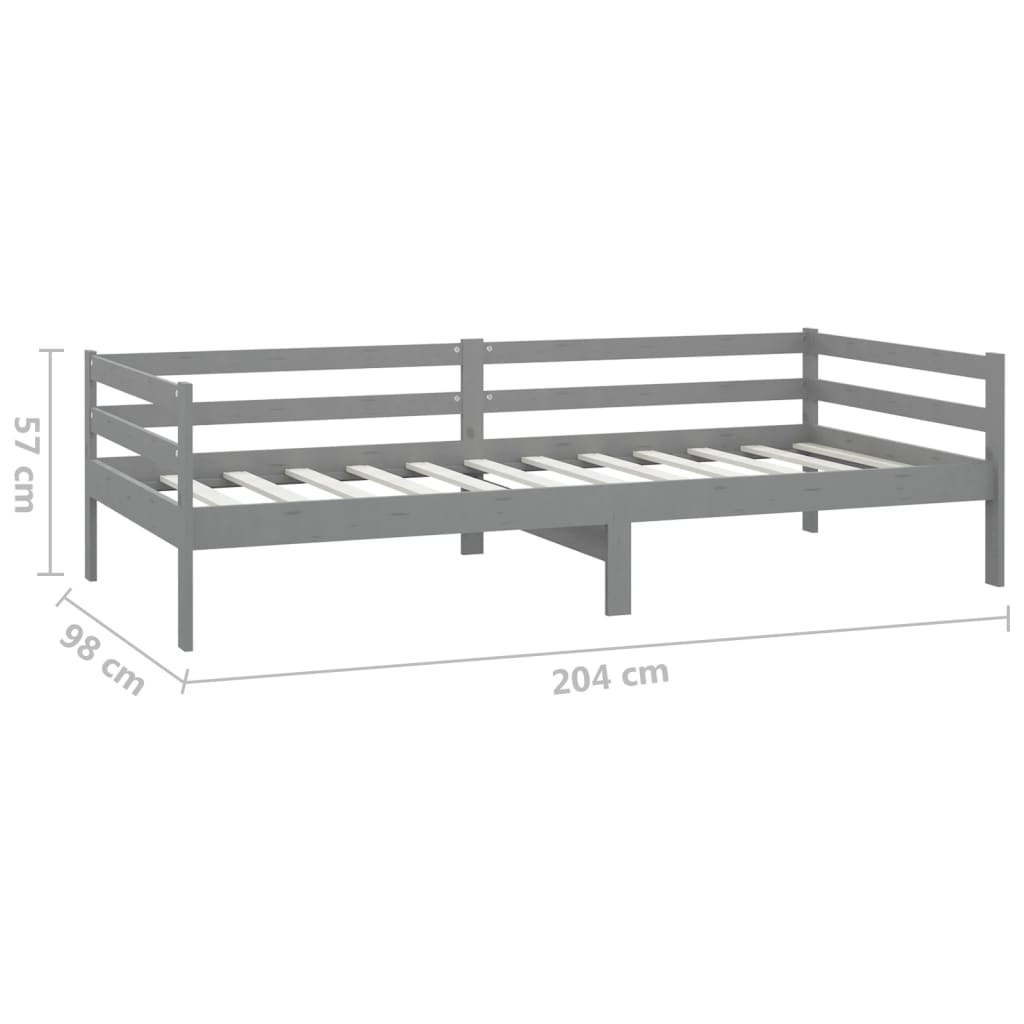 Slaapbank Met Matras Massief Grenenhout 90X200 Cm Grijs