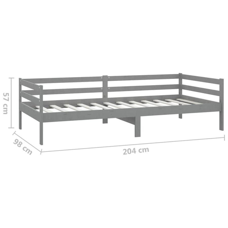 Slaapbank Met Matras Massief Grenenhout 90X200 Cm Grijs