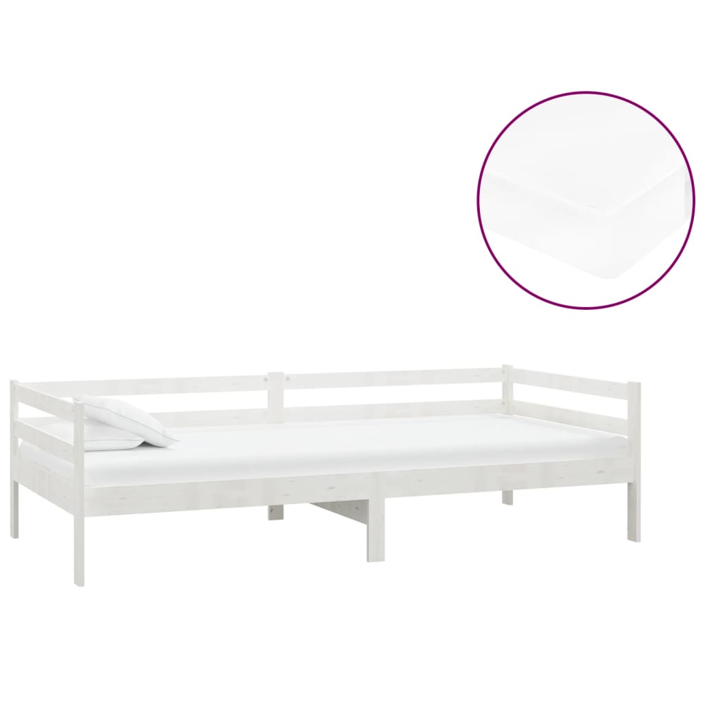 Slaapbank Met Matras Massief Grenenhout 90X200 Cm Wit