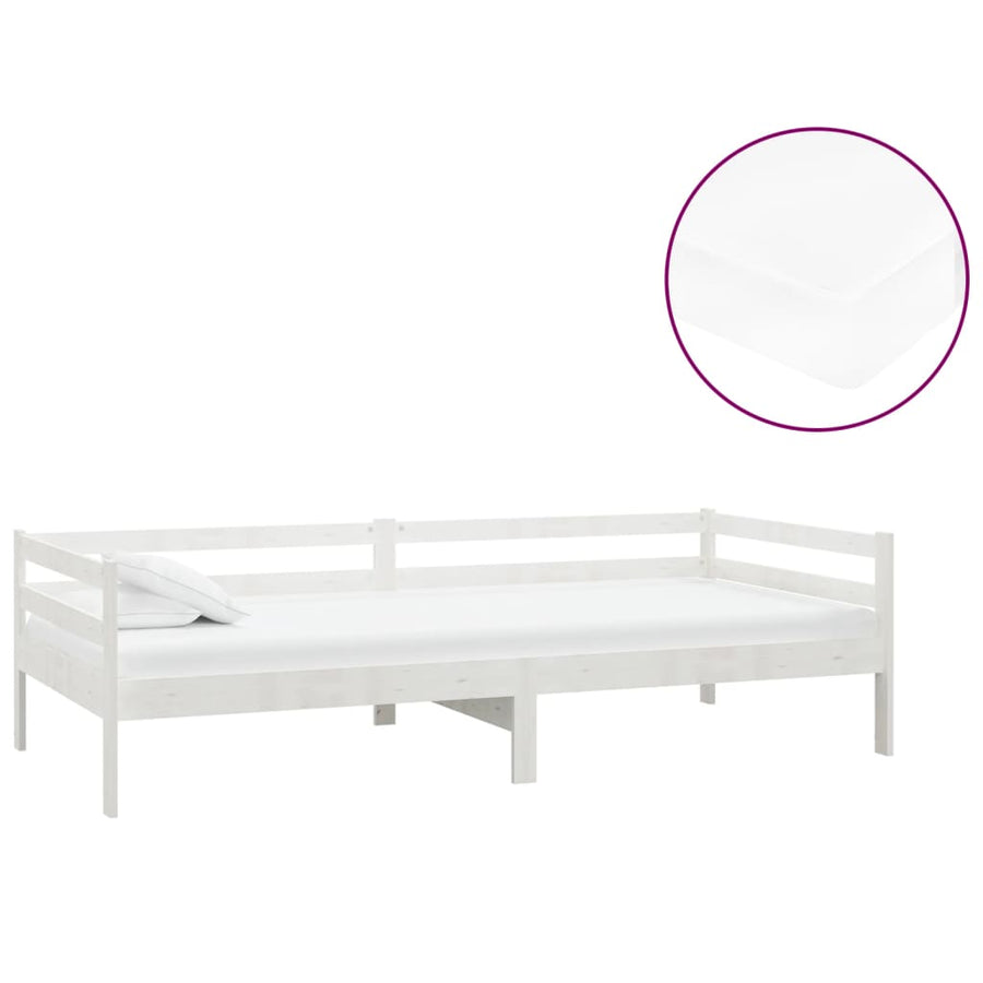 Slaapbank Met Matras Massief Grenenhout 90X200 Cm Wit