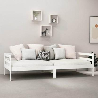 Slaapbank Met Matras Massief Grenenhout 90X200 Cm Wit