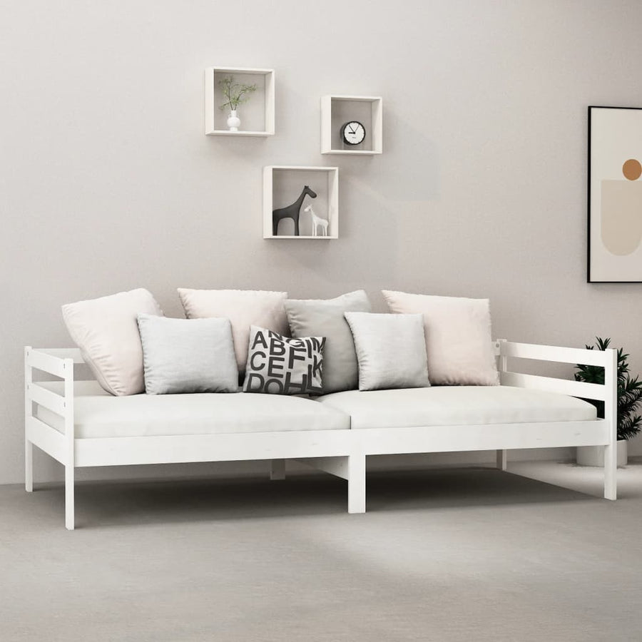 Slaapbank Met Matras Massief Grenenhout 90X200 Cm Wit