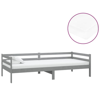 Slaapbank Met Matras Massief Grenenhout 90X200 Cm Grijs
