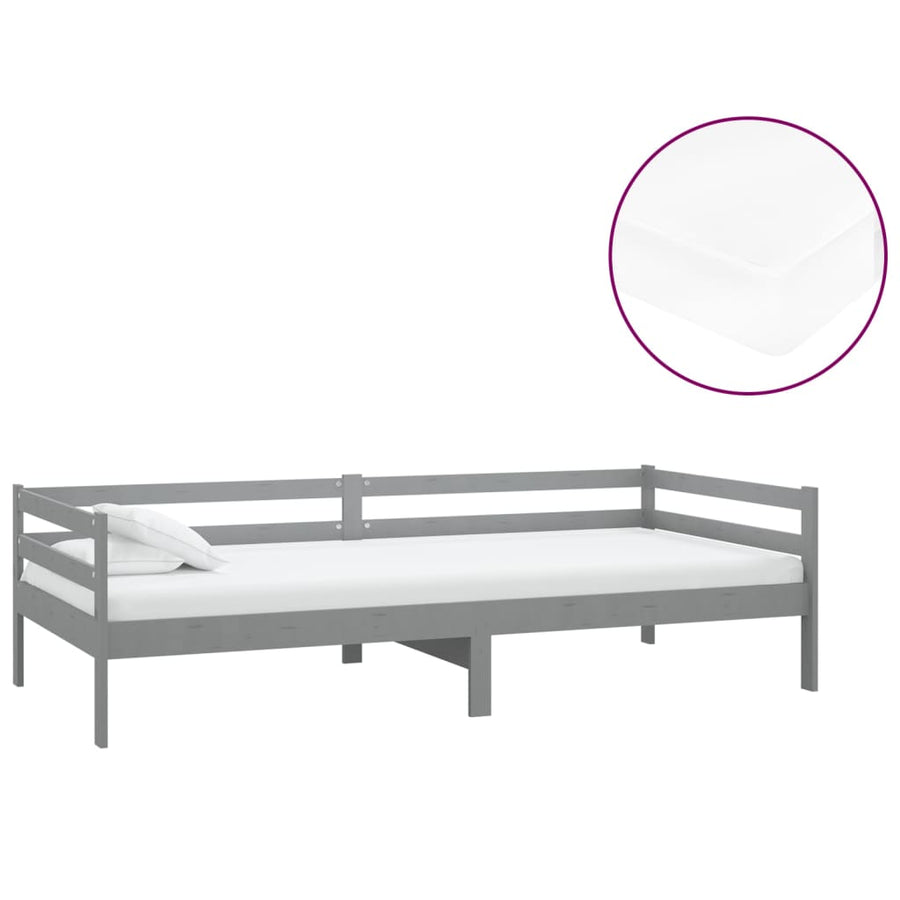 Slaapbank Met Matras Massief Grenenhout 90X200 Cm Grijs