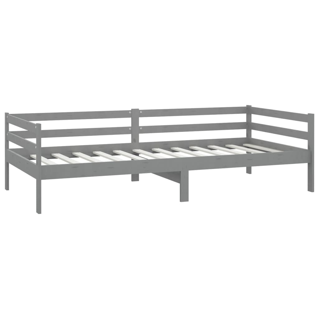 Slaapbank Met Matras Massief Grenenhout 90X200 Cm Grijs