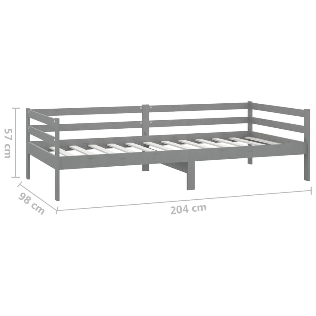 Slaapbank Met Matras Massief Grenenhout 90X200 Cm Grijs