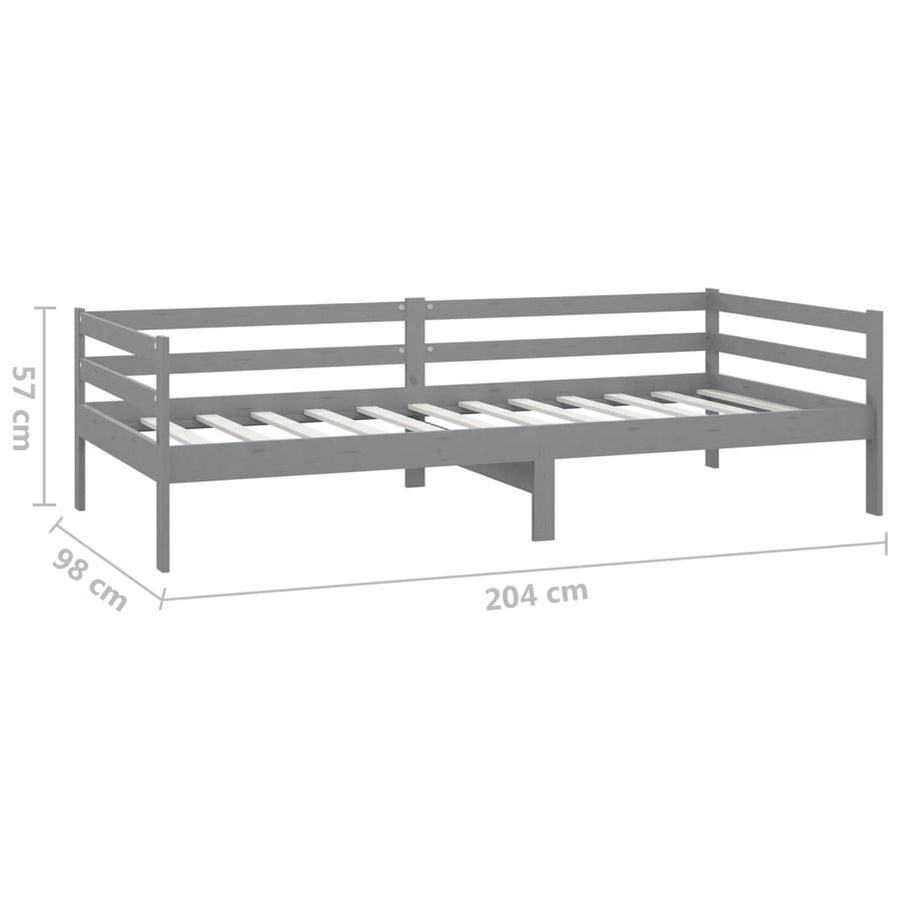 Slaapbank Met Matras Massief Grenenhout 90X200 Cm Grijs