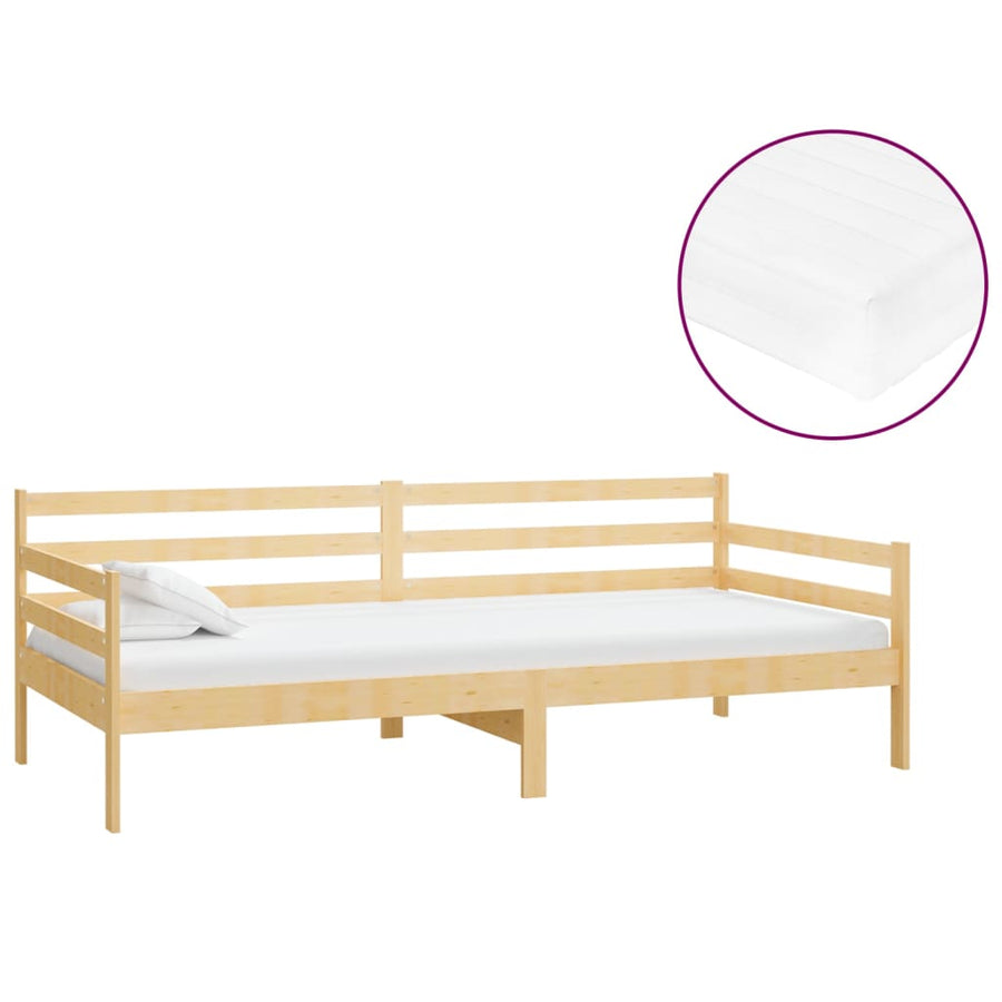 Slaapbank Met Matras Massief Grenenhout 90X200 Cm Bruin