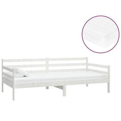 Slaapbank Met Matras Massief Grenenhout 90X200 Cm Wit