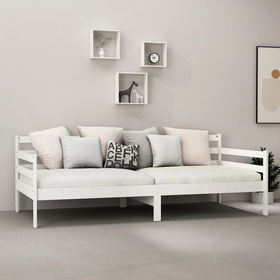 Slaapbank Met Matras Massief Grenenhout 90X200 Cm Wit