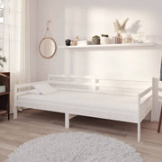 Daybed with mattress solid pine wood white 90x200 cm