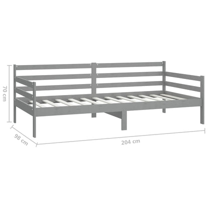 Slaapbank Met Matras Massief Grenenhout 90X200 Cm Grijs