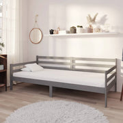 Sofa bed with mattress solid pine wood grey 90x200 cm