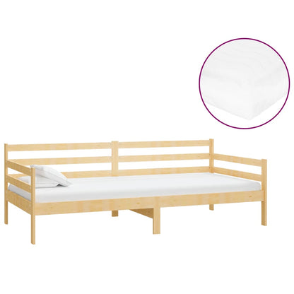 Slaapbank Met Matras Massief Grenenhout 90X200 Cm Bruin