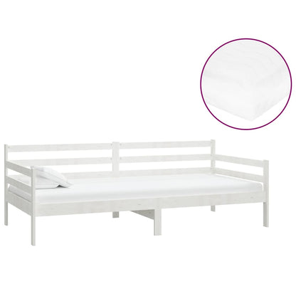 Slaapbank Met Matras Massief Grenenhout 90X200 Cm Wit