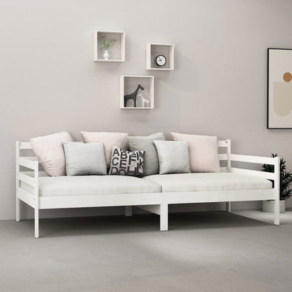 Slaapbank Met Matras Massief Grenenhout 90X200 Cm Wit