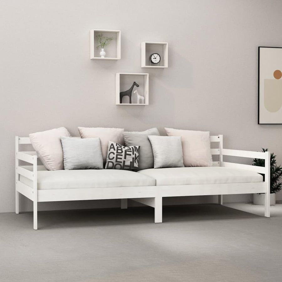 Slaapbank Met Matras Massief Grenenhout 90X200 Cm Wit