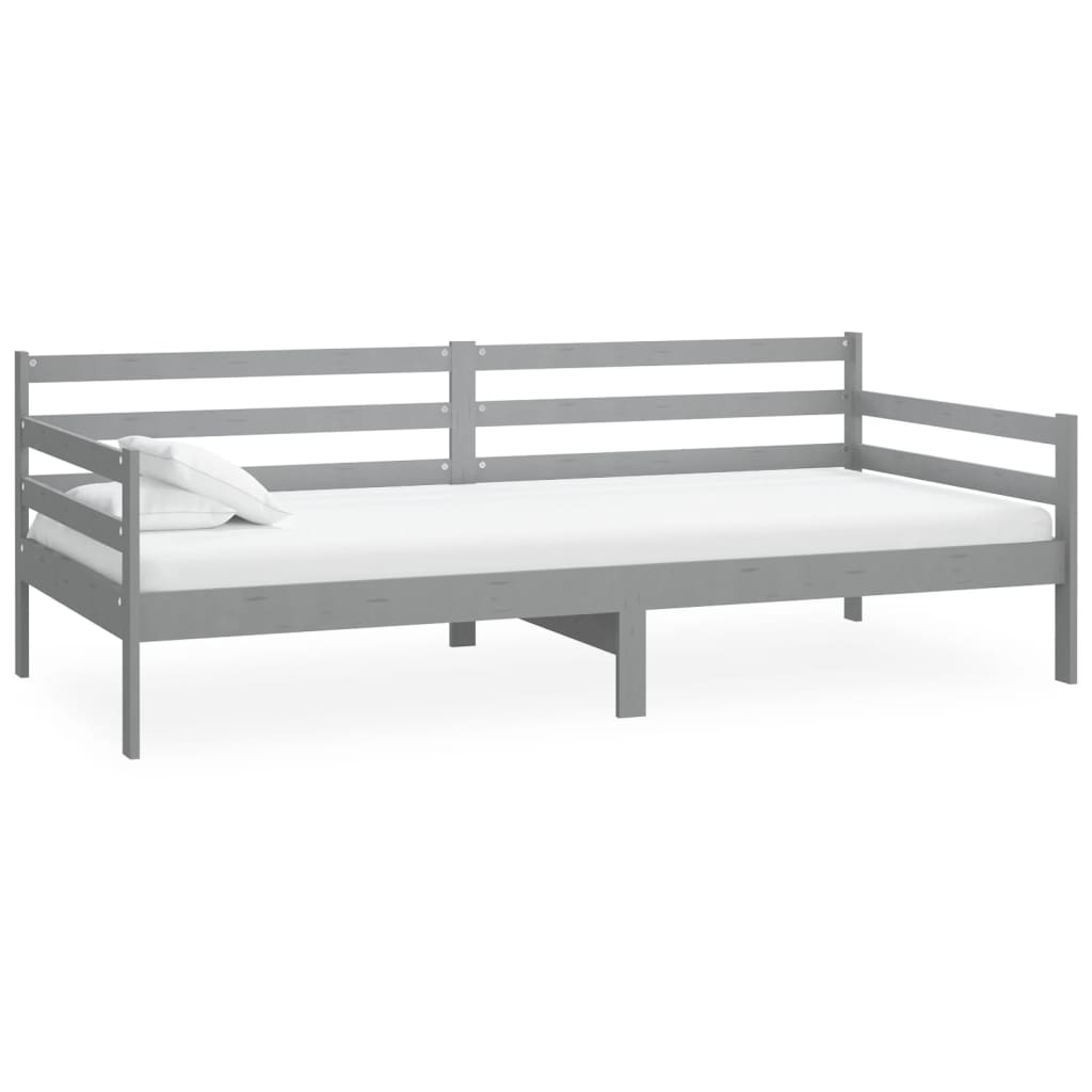 Slaapbank Met Matras Massief Grenenhout 90X200 Cm Grijs