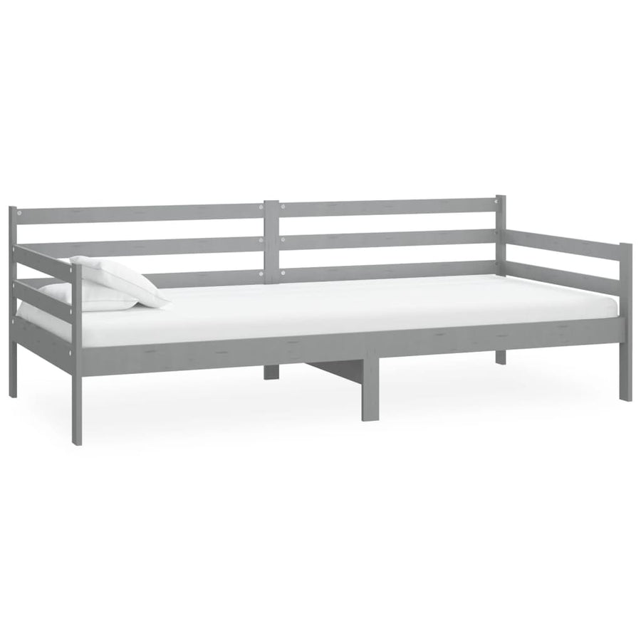 Slaapbank Met Matras Massief Grenenhout 90X200 Cm Grijs