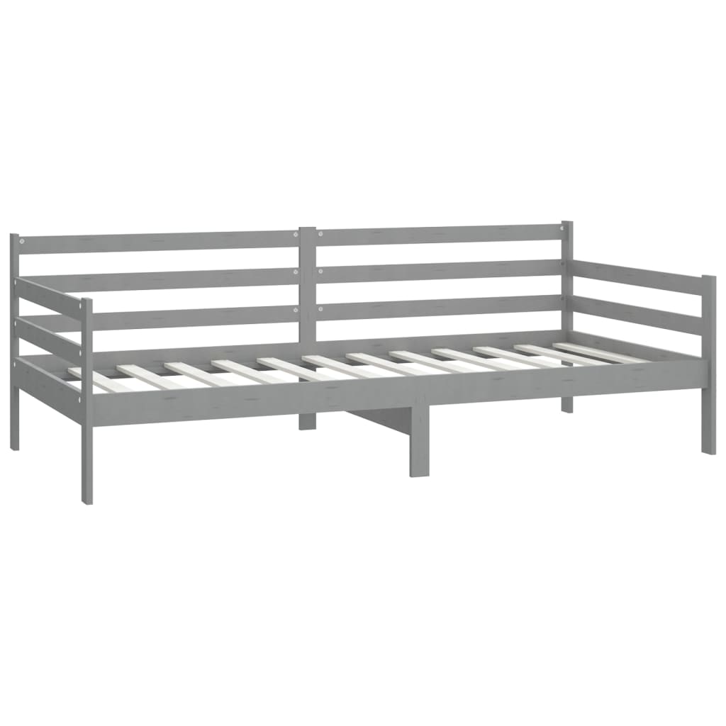 Slaapbank Met Matras Massief Grenenhout 90X200 Cm Grijs