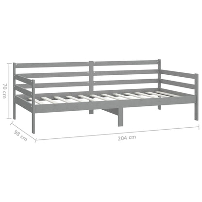 Slaapbank Met Matras Massief Grenenhout 90X200 Cm Grijs