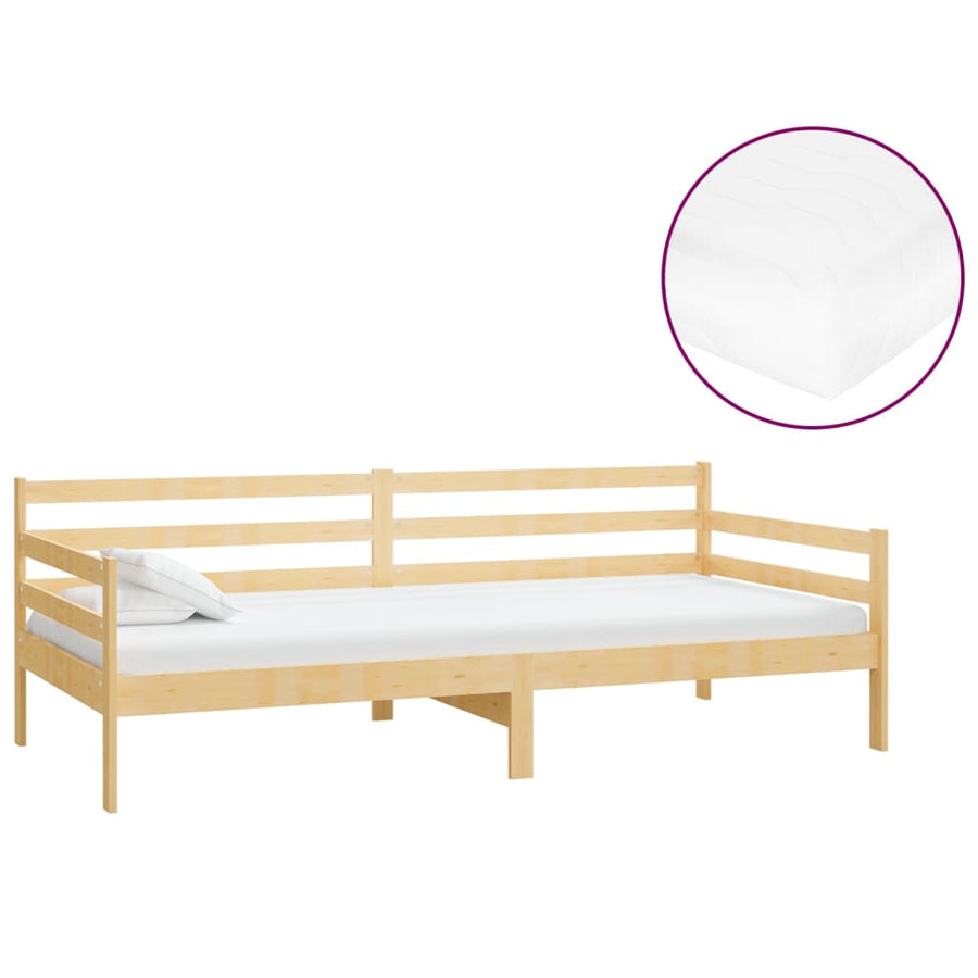 Slaapbank Met Matras Massief Grenenhout 90X200 Cm Bruin