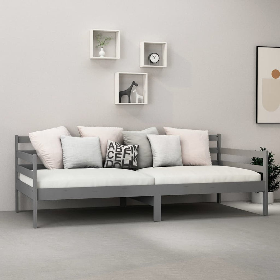Slaapbank Met Matras Massief Grenenhout 90X200 Cm Grijs