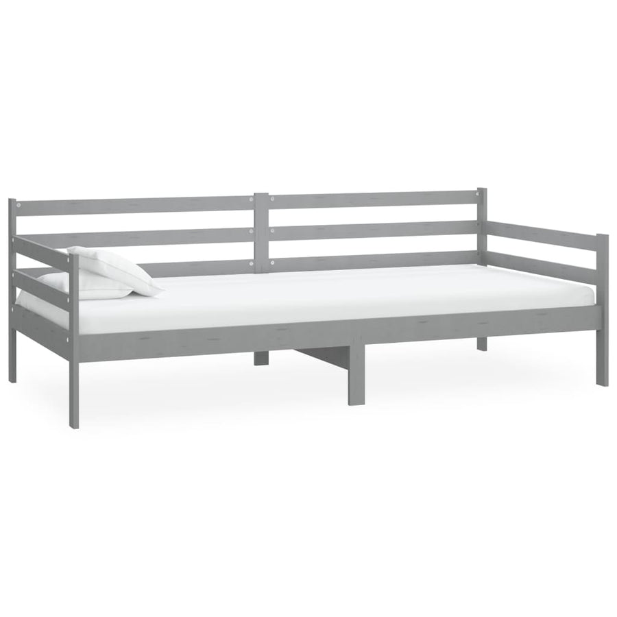 Slaapbank Met Matras Massief Grenenhout 90X200 Cm Grijs