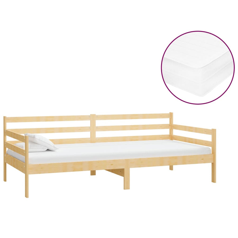 Slaapbank Met Matras Massief Grenenhout 90X200 Cm Bruin