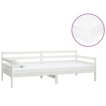 Slaapbank Met Matras Massief Grenenhout 90X200 Cm Wit