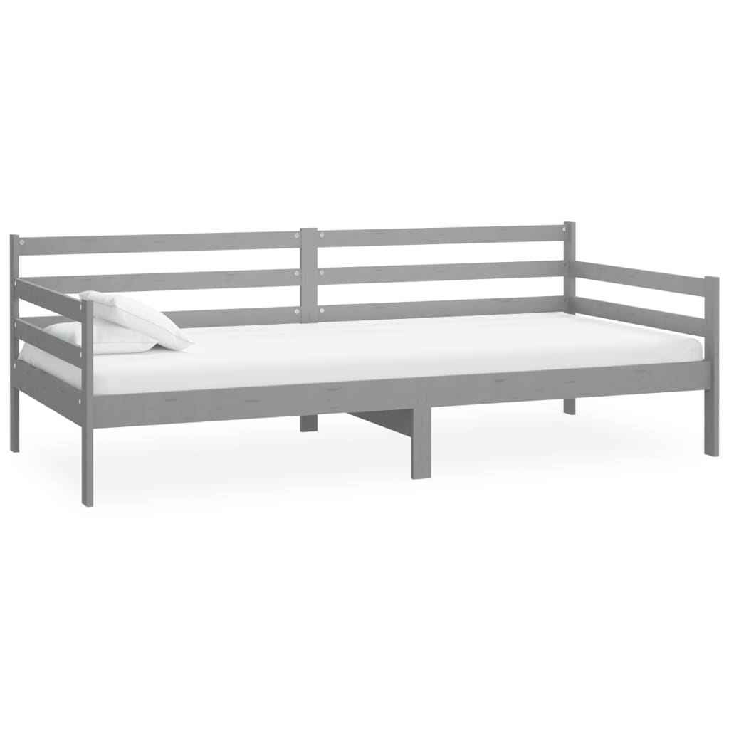 Slaapbank Met Matras Massief Grenenhout 90X200 Cm Grijs
